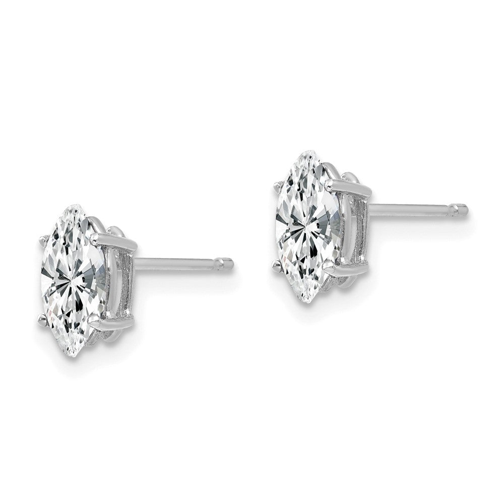 14k White Gold 8x Marquise Cubic Zirconia Post Earrings