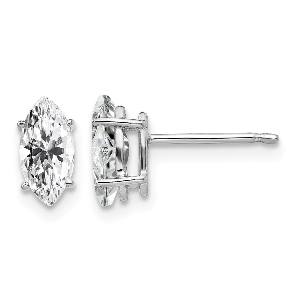 14k White Gold 8x Marquise Cubic Zirconia Post Earrings