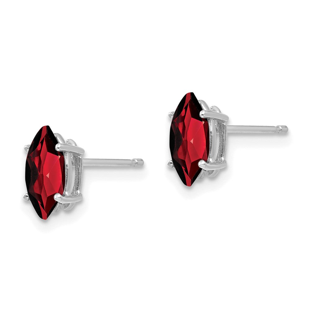14k White Gold 8x Marquise Garnet Post Earrings