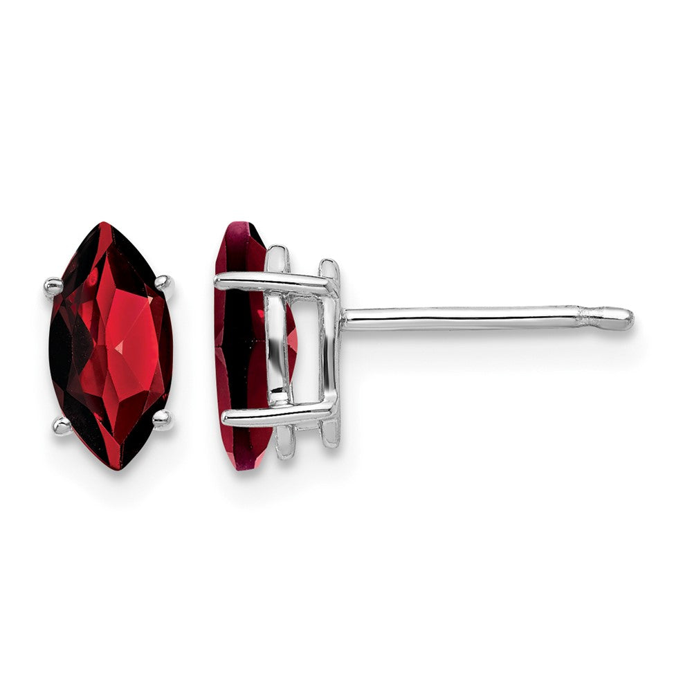 14k White Gold 8x Marquise Garnet Post Earrings