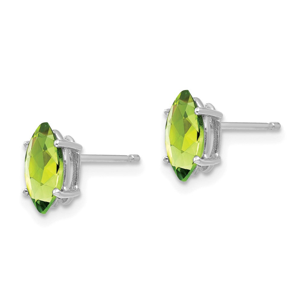 14k White Gold 8x Marquise Peridot Post Earrings