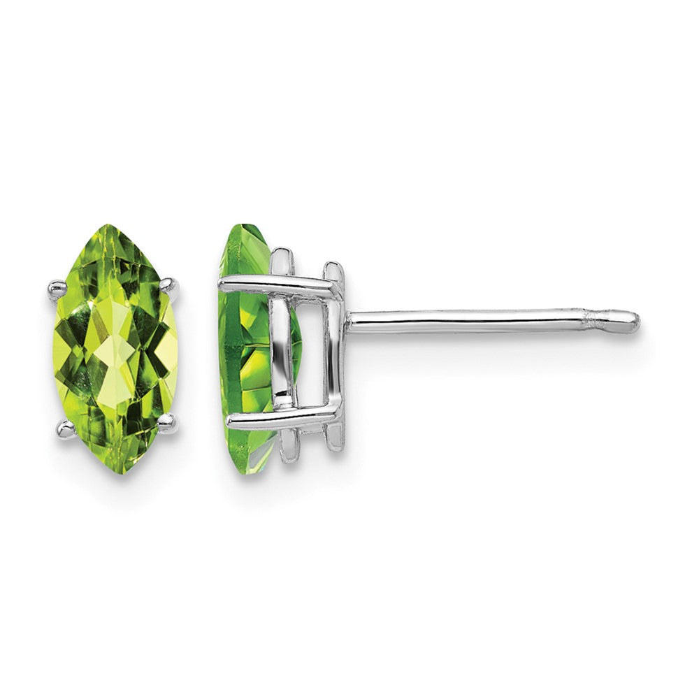 14k White Gold 8x Marquise Peridot Post Earrings