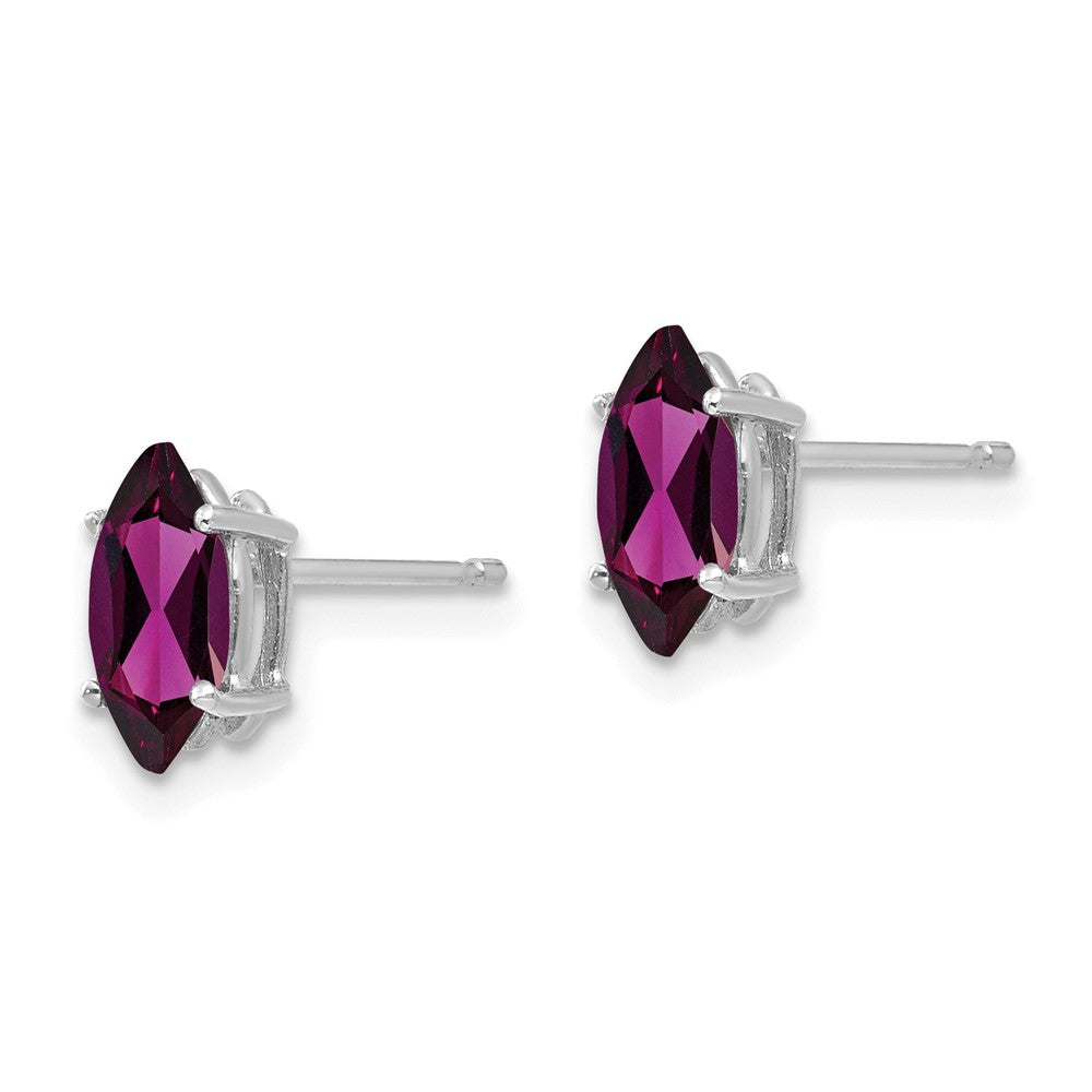 14k White Gold 8x Rhodolite Garnet Marquise Stud Earring