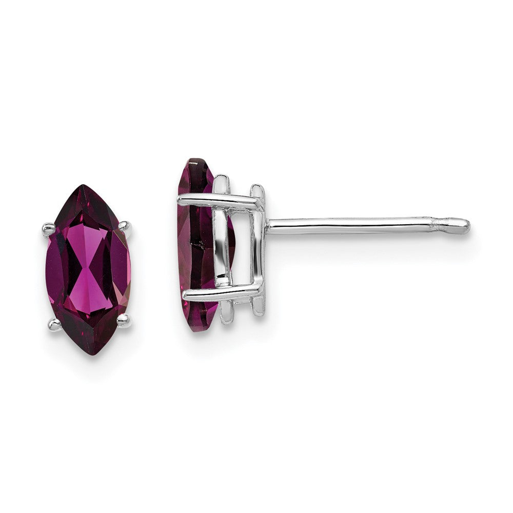 14k White Gold 8x Marquise Rhodolite Garnet Post Earrings