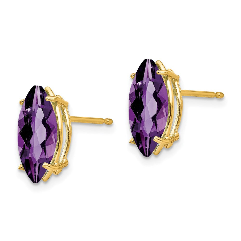 14k 10x Marquise Amethyst earring
