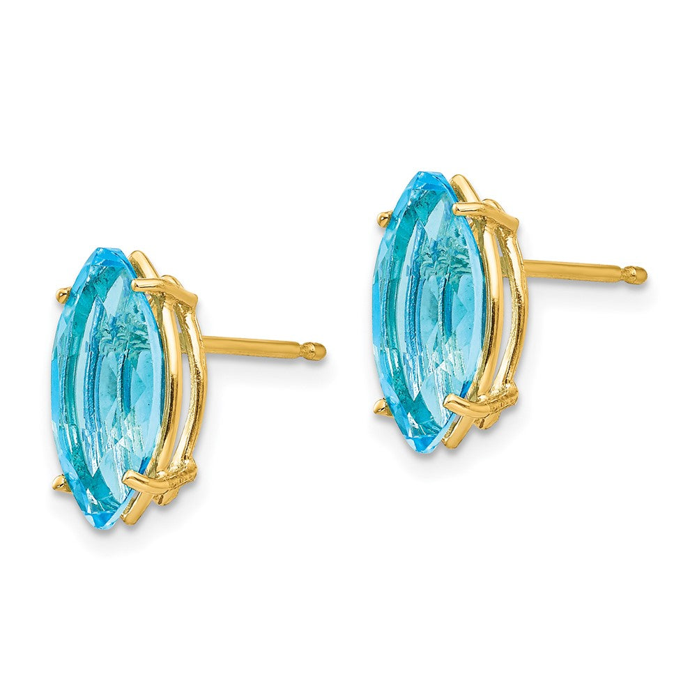 14k 10x Marquise Blue Topaz Post Earrings