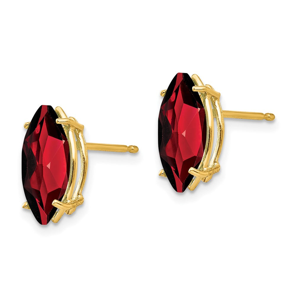 14k 10x Marquise Garnet Post Earrings