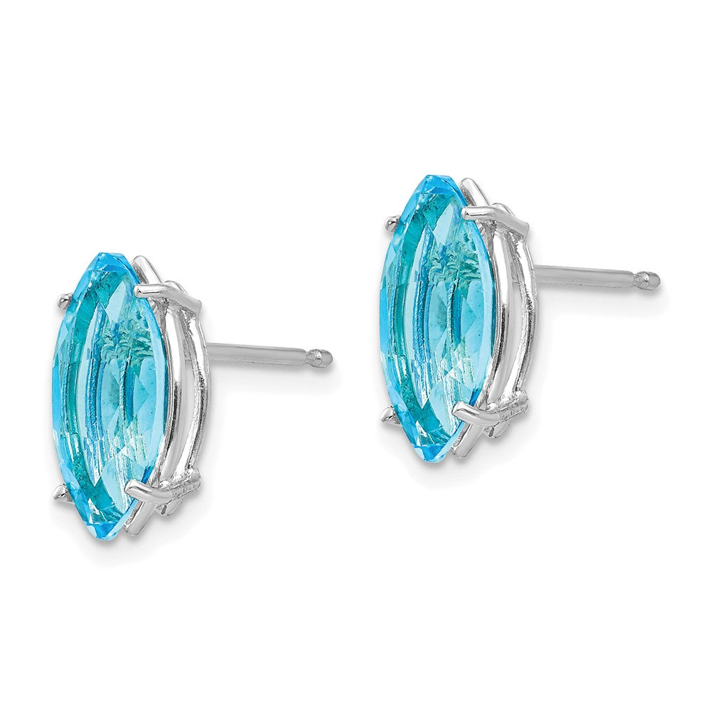 14k White Gold 10x Marquise Blue Topaz Post Earrings