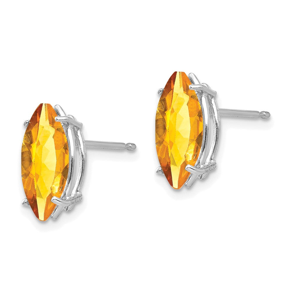 14k White Gold 10x Marquise Citrine Post Earrings
