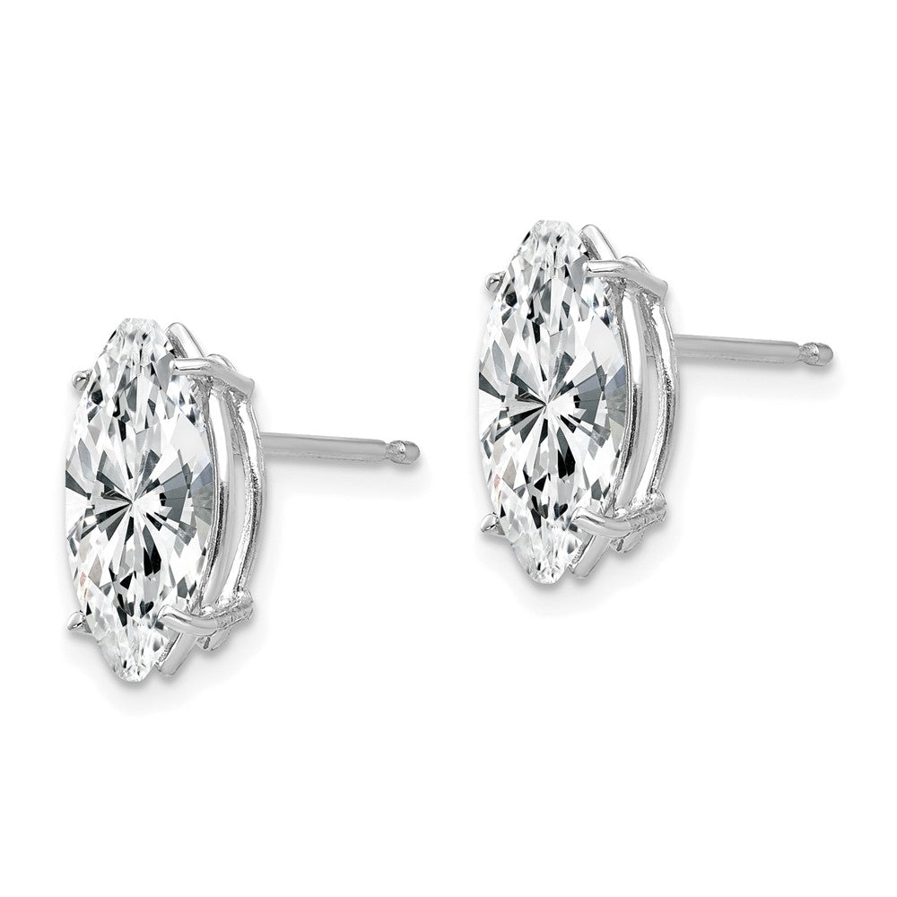 14k White Gold 10x Cubic Zirconia Marquise Stud Earring