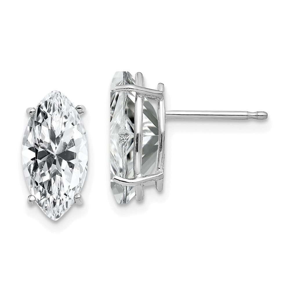 14k White Gold 10x Cubic Zirconia Marquise Stud Earring