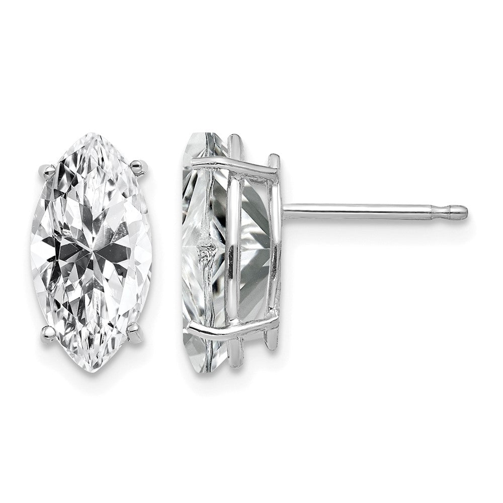 14k White Gold 10x Marquise Cubic Zirconia Post Earrings