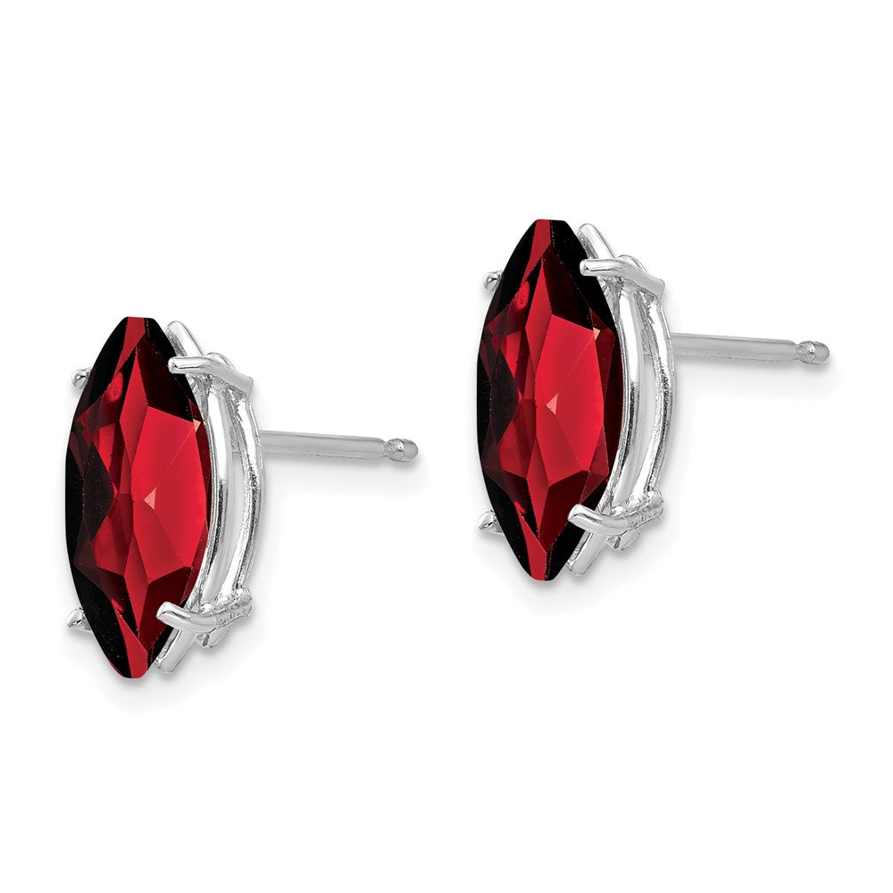 14k White Gold 10x Marquise Garnet Post Earrings