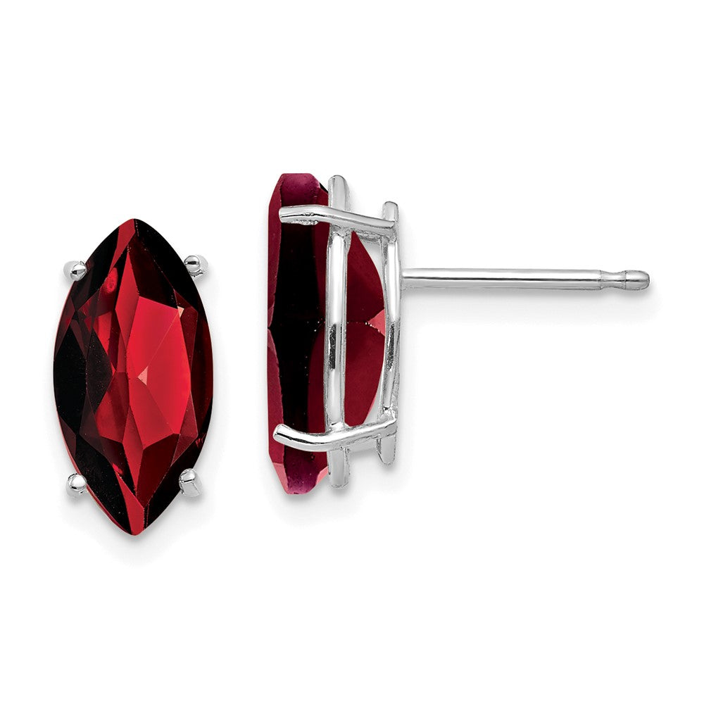 14k White Gold 10x Marquise Garnet earring