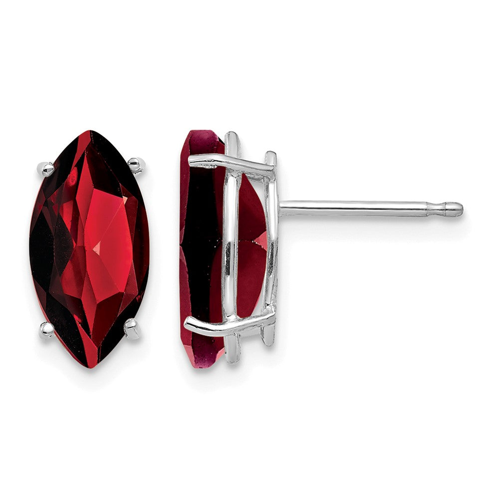 14k White Gold 10x Marquise Garnet Post Earrings