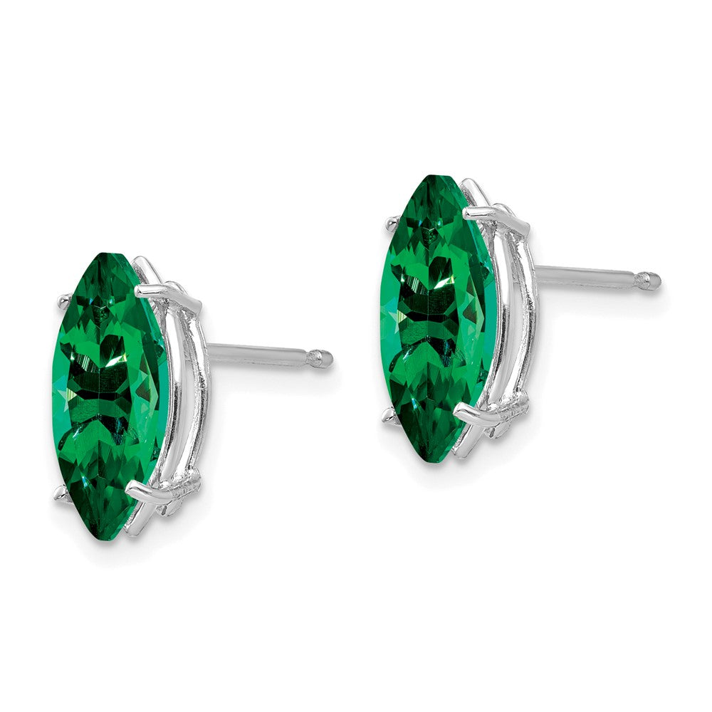 14k White Gold 10x Marquise Mount St. Helens Post Earrings
