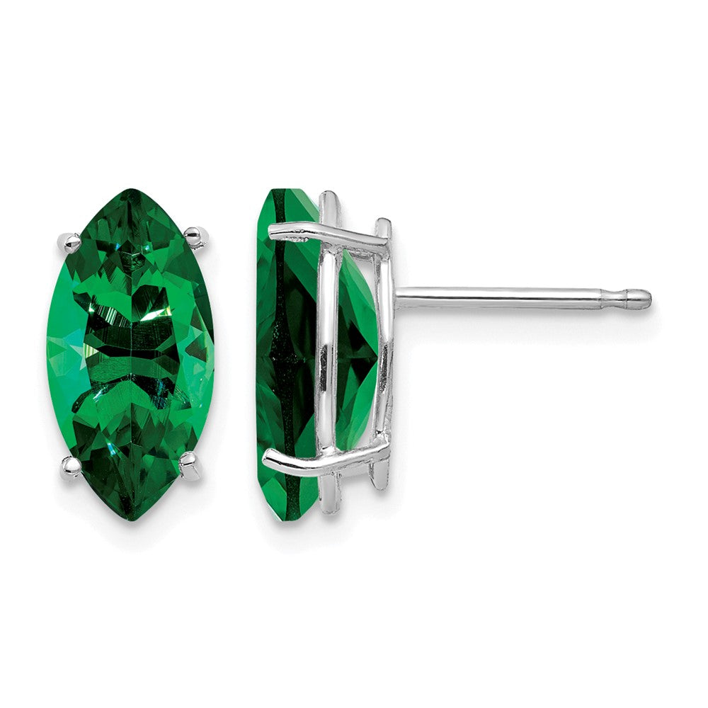 14k White Gold 10x Marquise Mount St. Helens Post Earrings