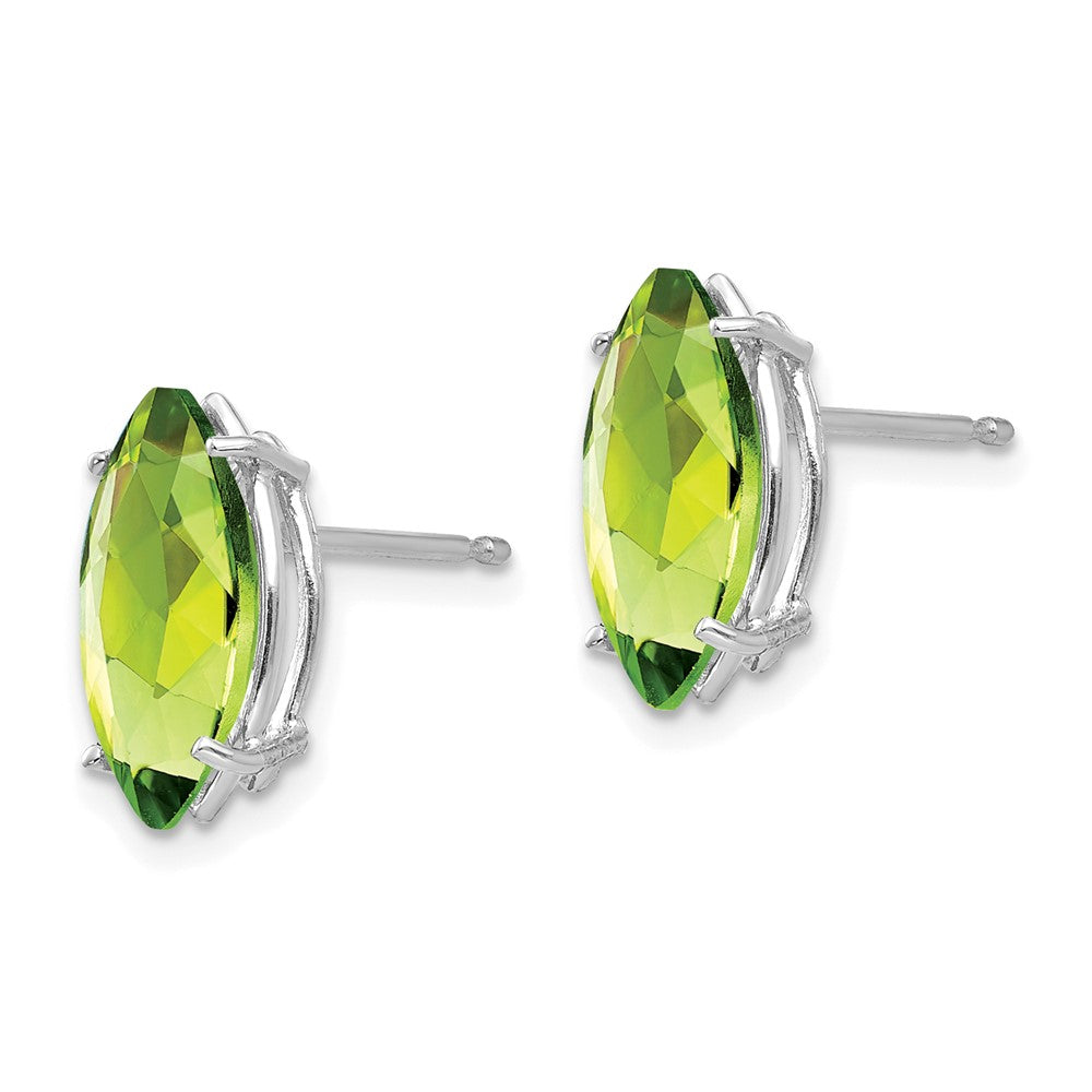 14k White Gold 10x Marquise Peridot Post Earrings
