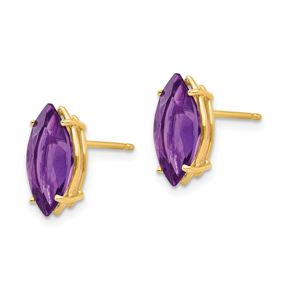14k 12x Marquise Amethyst Post Earrings