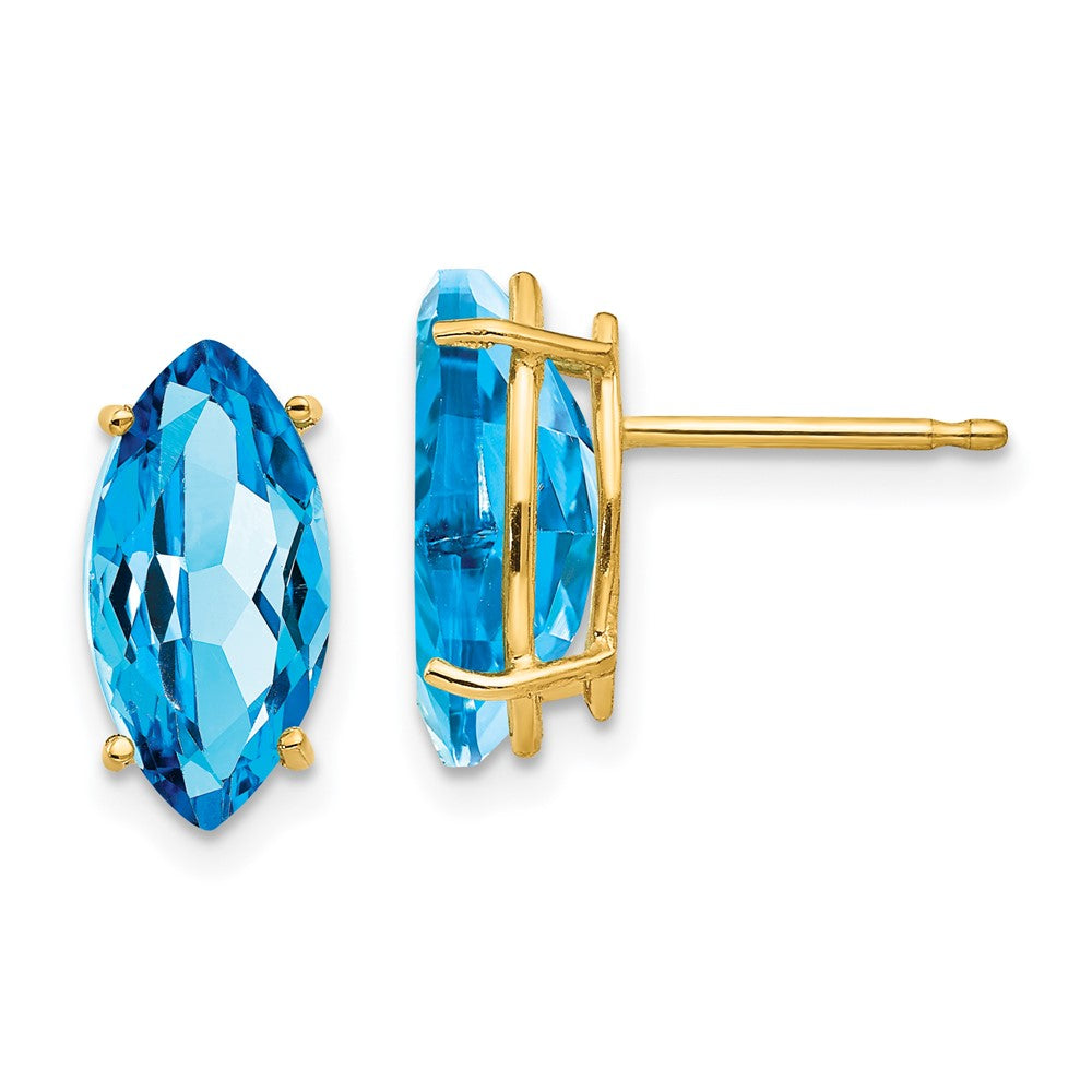14k 12x Marquise Blue Topaz earring