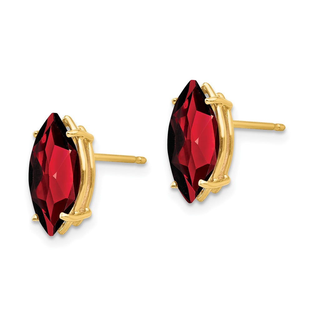 14k 12x Marquise Garnet Post Earrings
