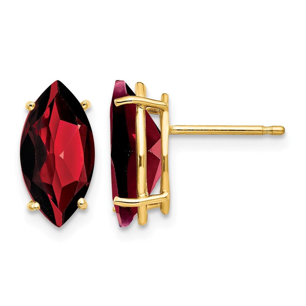 14k 12x Marquise Garnet Post Earrings
