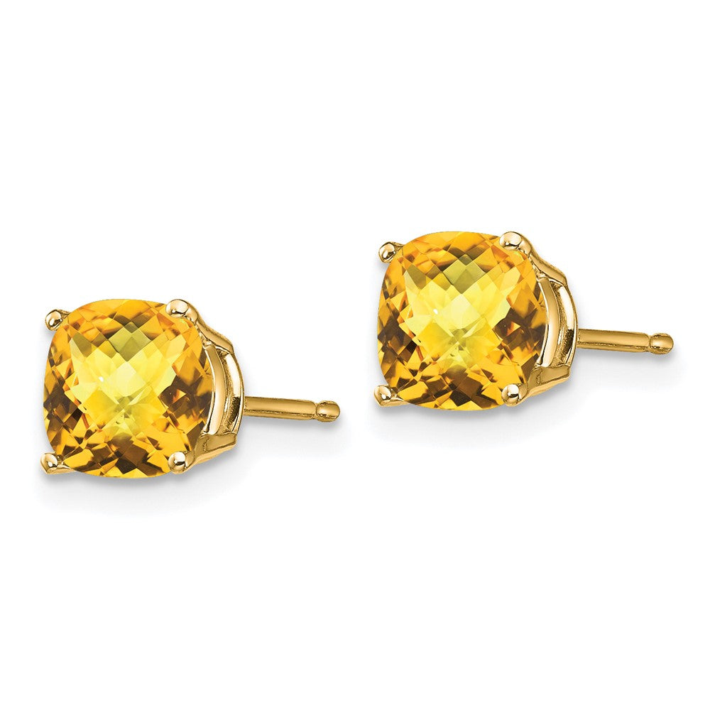 14k 6x Cushion Citrine Checker earring
