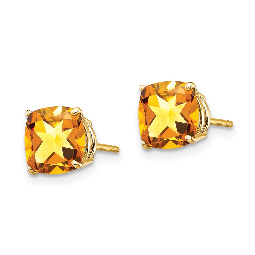 14k 7x Cushion Citrine Checker Earring