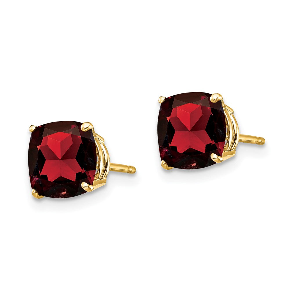 14k 7x Cushion Garnet Checker Earring