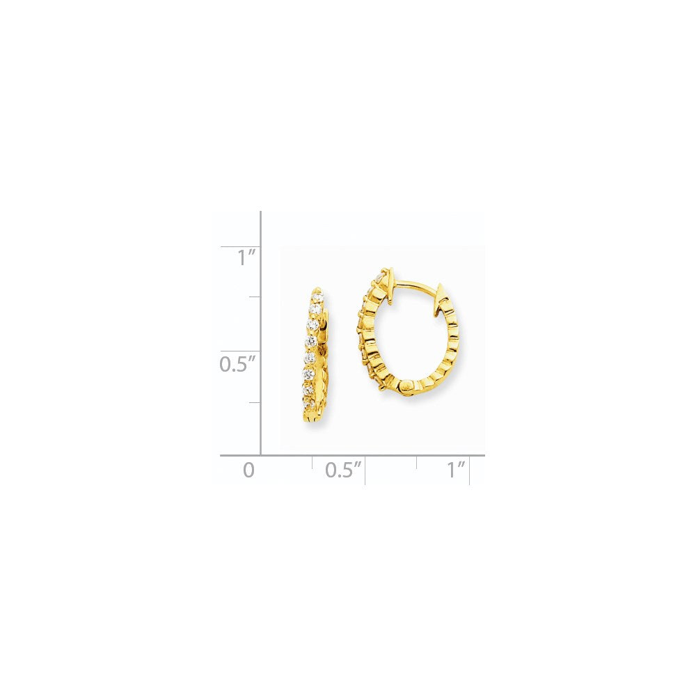 14k A Diamond Hinged Hoop Earrings