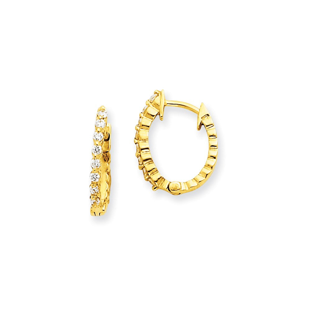 14k A Diamond Hinged Hoop Earrings