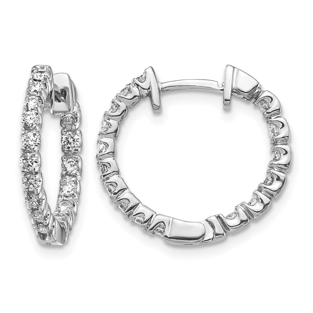 14k White Gold 5/8 carat AAA Diamond In/Out Hinged Hoop Earrings