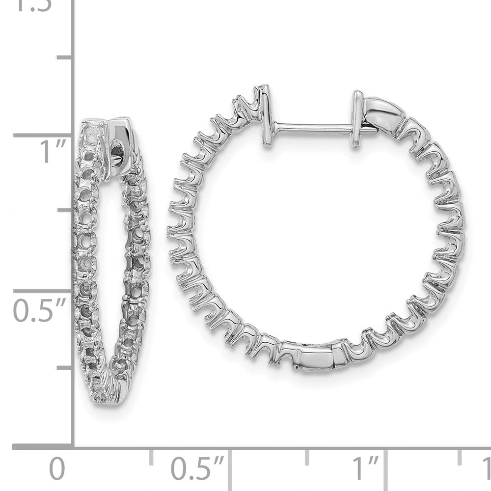 14k White Gold 1.4 carat A Diamond In/Out Hinged Hoop Earrings