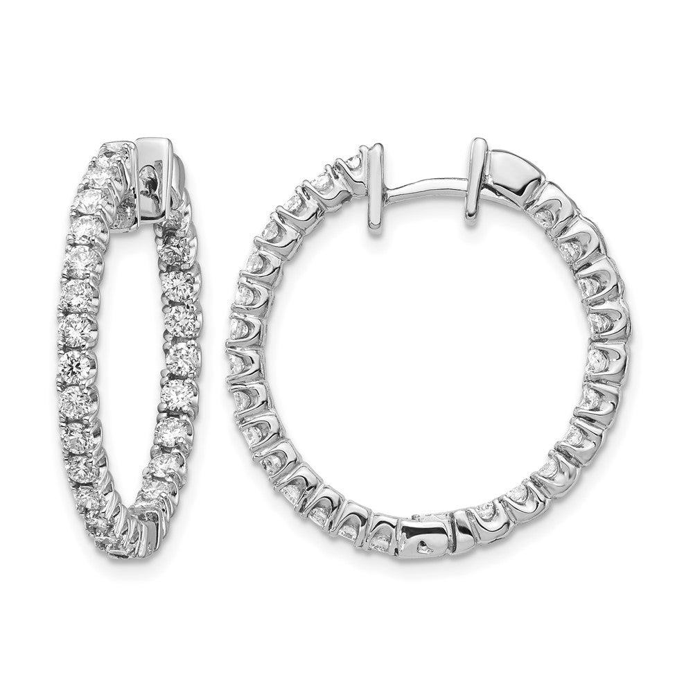 14k White Gold 1.4 carat AAA Diamond In/Out Hinged Hoop Earrings
