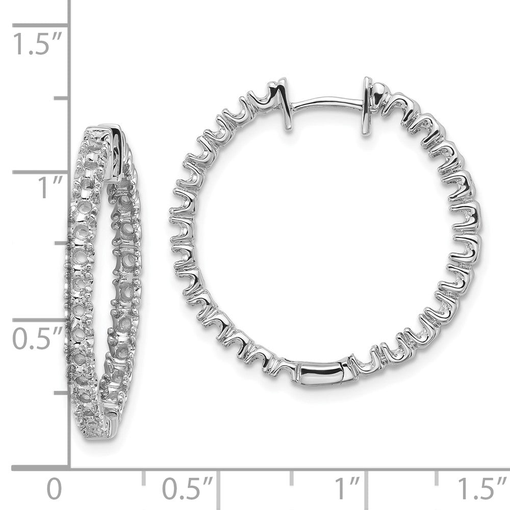 14k White Gold 2.5 carat A Diamond In/Out Hinged Hoop Earrings
