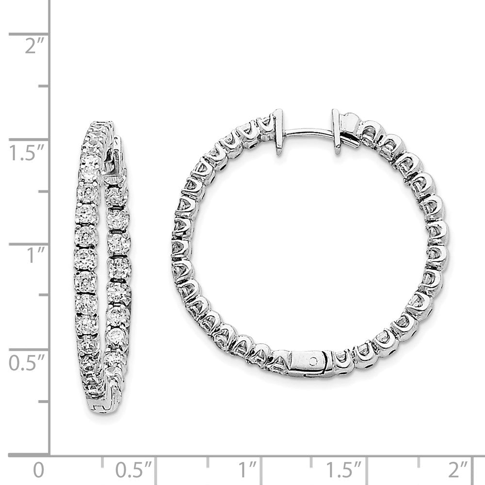 14k White Gold 3 carat AAA Diamond In/Out Hinged Hoop Earrings