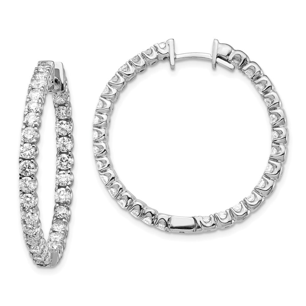 14k White Gold 3 carat AAA Diamond In/Out Hinged Hoop Earrings