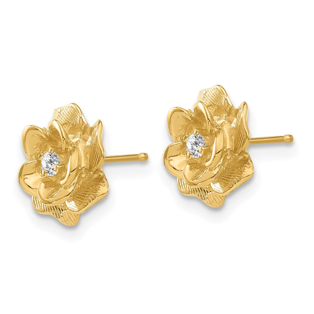 14k AAA Quality 1/15 carat Diamond Flower Post Earrings