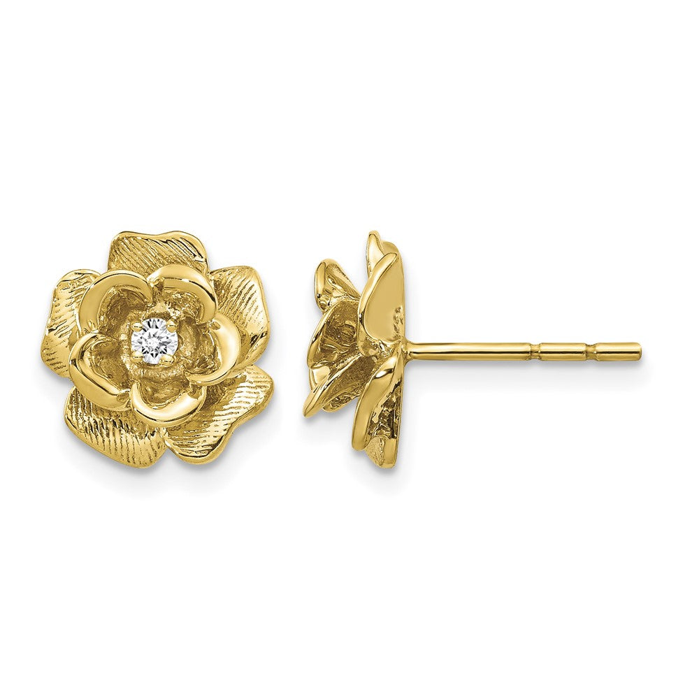14k VS Quality 1/15 carat Diamond Flower Post Earrings