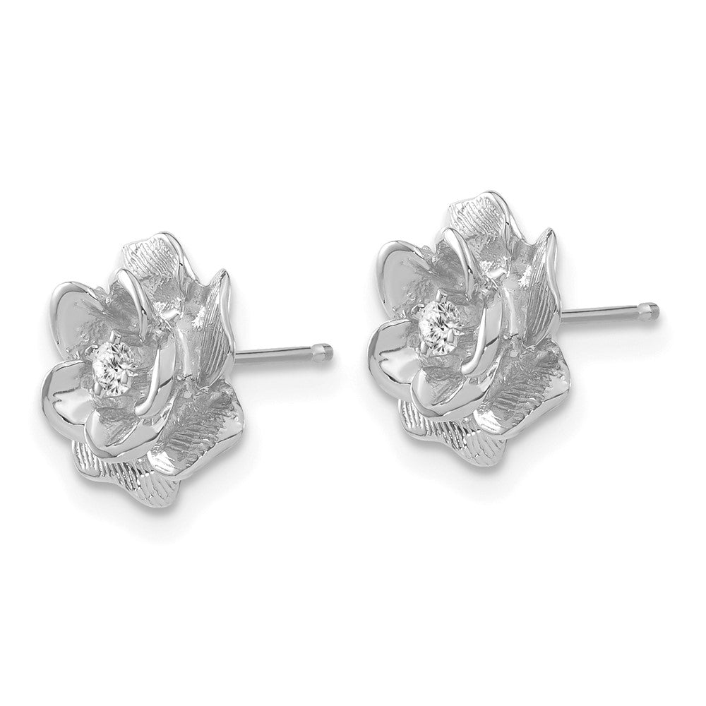14k White Gold A Quality 1/15 carat Diamond Flower Post Earrings