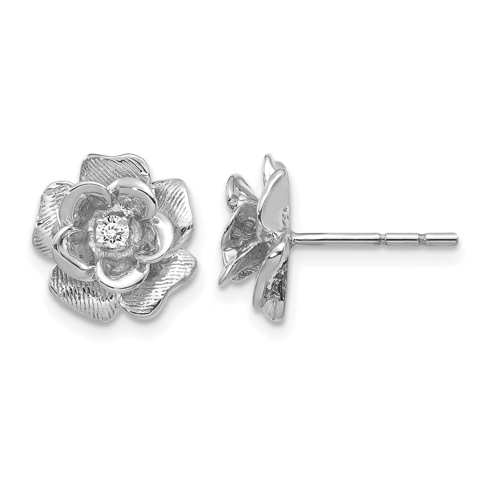 14k White Gold VS Quality 1/15 carat Diamond Flower Post Earrings
