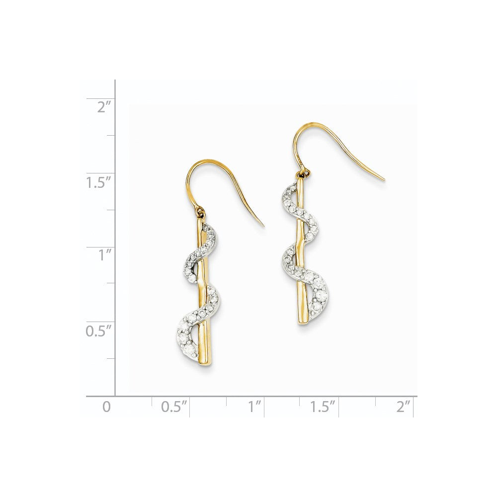 14K & Rhodium Diamond Shepherd Hook Earrings