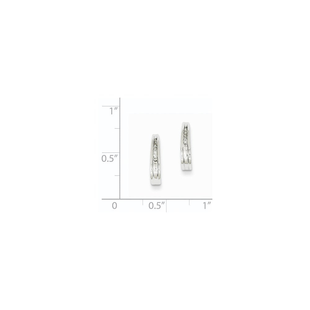 14K White Gold Diamond J-Hoop Post Earrings