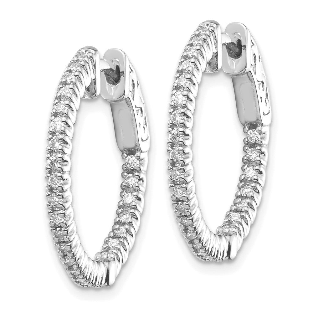14k White Gold 3.8 carat Diamond Round In/Out Hoop w/Safety Clasp Earrings