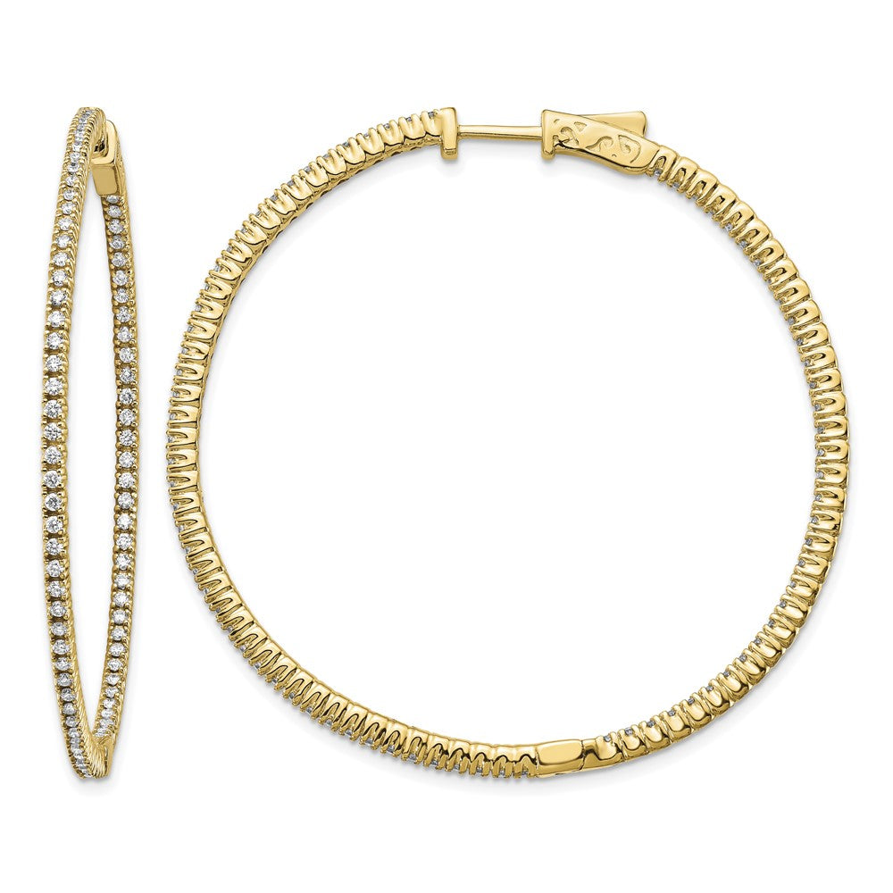 14k 1.25 carat Diamond Round In/Out Hoop w/Safety Clasp Earrings