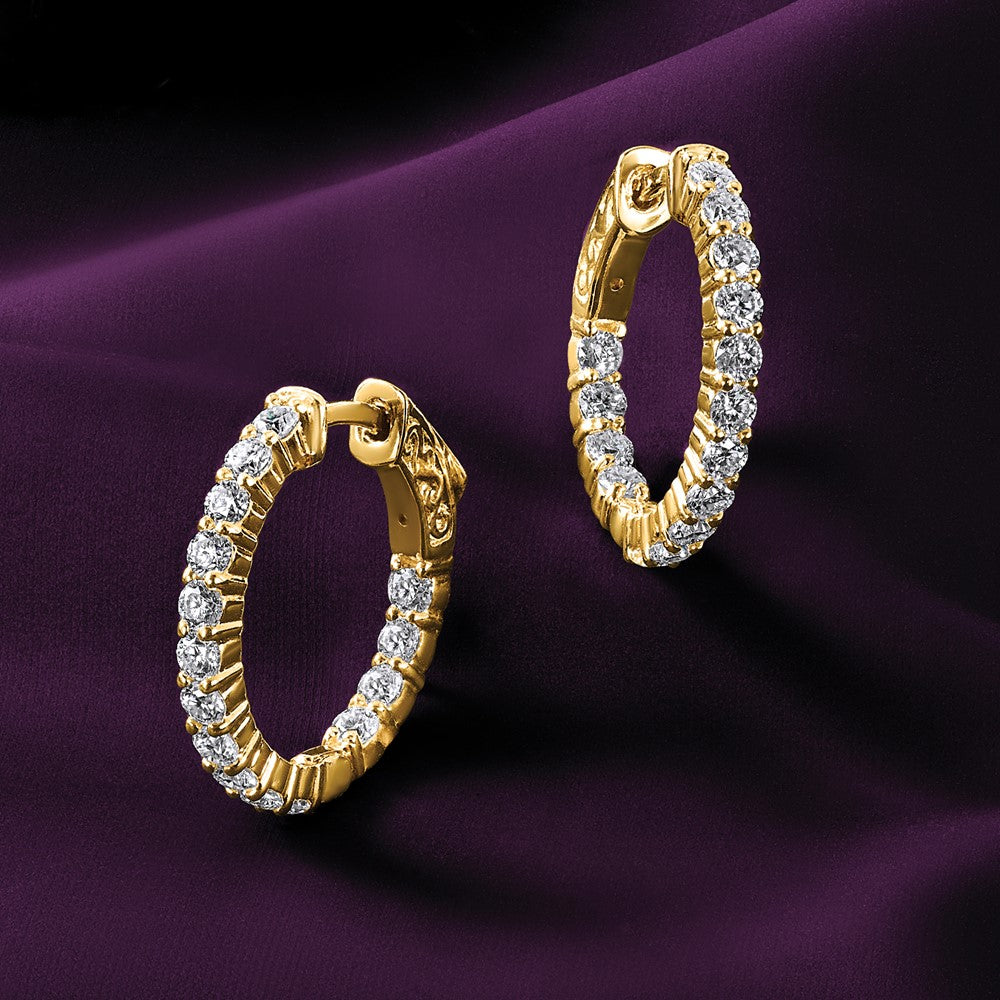14k 1.5ct G H I True Light Moissanite Hoop w/Safety Clasp Earrings