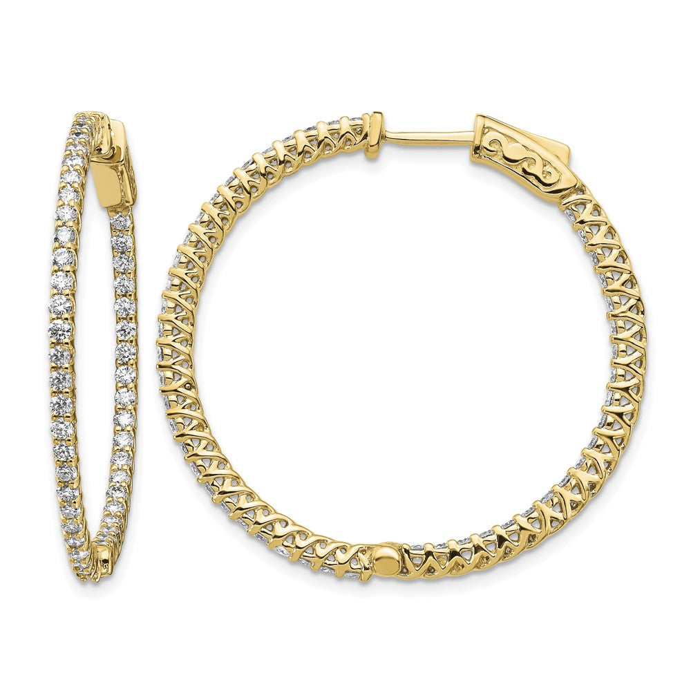 14k 2.1 carat Diamond Round In/Out Hoop w/Safety Clasp Earrings
