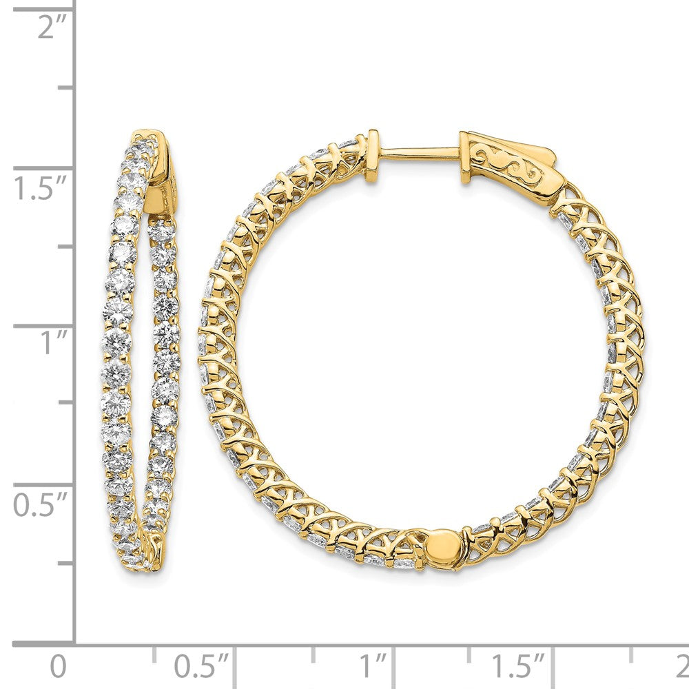 14k 3.5 carat Diamond Round In/Out Hoop w/Safety Clasp Earrings