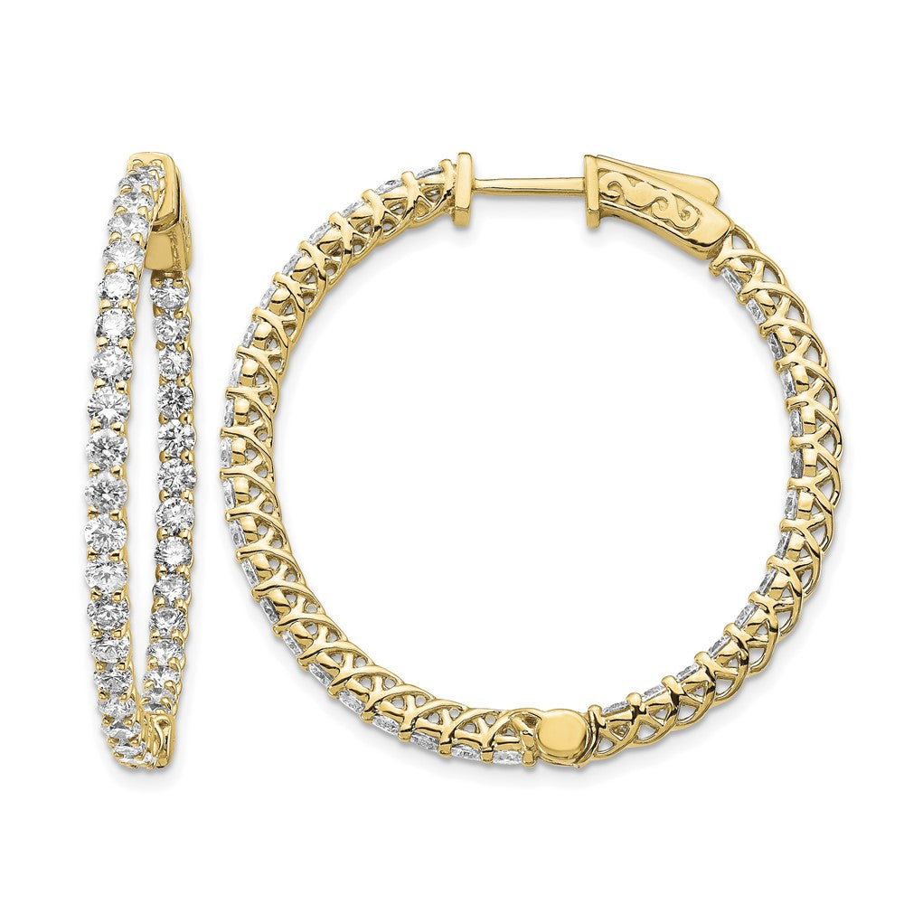 14k 3.5 carat Diamond Round In/Out Hoop w/Safety Clasp Earrings