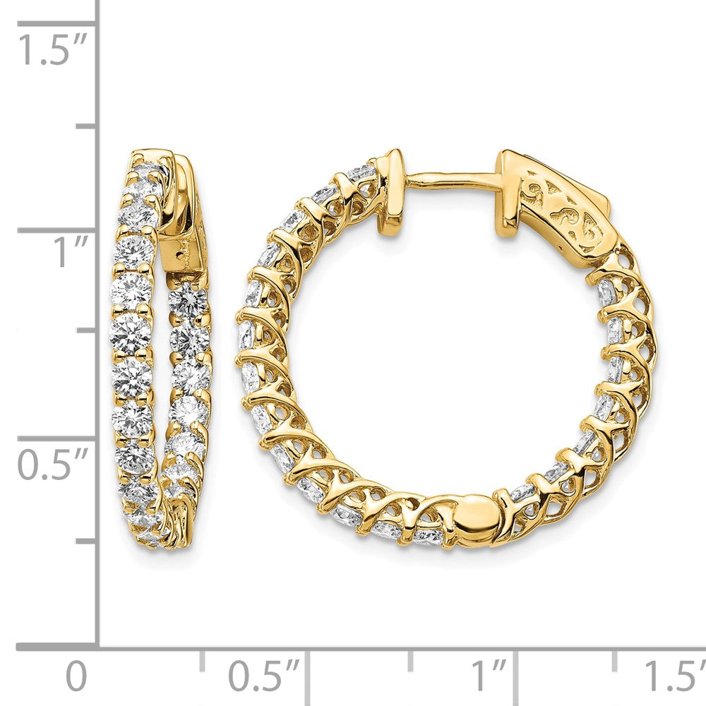 14k 2.3 carat Diamond Round In/Out Hoop w/Safety Clasp Earrings